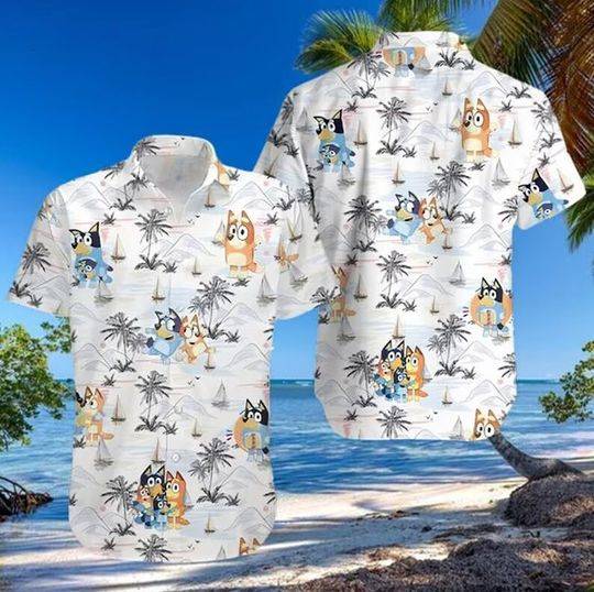 Funny BlueyDad Family Hawaiian Shirt, BlueyDad Beach Shirts Gift For Your Girlfriend Boyfriend Gift For Love Gift For Friend Best Valentine Present Holiday Gift