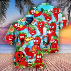 Funny Chili Peppers Hawaiian Shirt 3D, Button Down Up Shirt Gift For Your Girlfriend Boyfriend Gift For Love Gift For Friend Best Valentine Present Holiday Gift