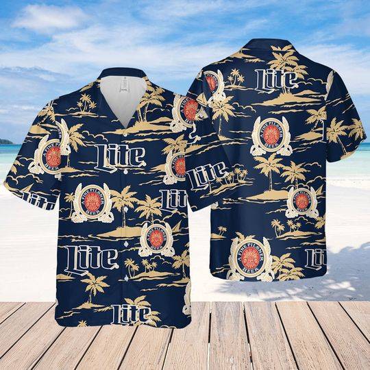 Miller Lite Hawaiian Beach Pattern Shirt, Hawaii beer Shirt, Gift For Your Girlfriend Boyfriend Gift For Love Gift For Friend Best Valentine Present Holiday Gift