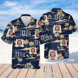 Miller Lite Hawaiian Beach Pattern Shirt, Hawaii beer Shirt, Gift For Your Girlfriend Boyfriend Gift For Love Gift For Friend Best Valentine Present Holiday Gift