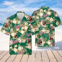 Miller Highlife Hawaiian Flowers Pattern Shirt, hawaii beer Loves Shirt Gift For Your Girlfriend Boyfriend Gift For Love Gift For Friend Best Valentine Present Holiday Gift