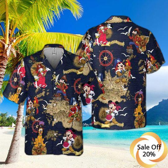 Disney Pirates of Caribbean Hawaiian Shirt, Mickey And Friends Button Shirt, Gift For Your Girlfriend Boyfriend Gift For Love Gift For Friend Best Valentine Present Holiday Gift