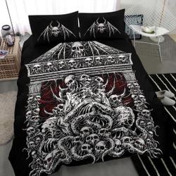 Skull Skeleton Bat Wing Skull Death Shrine Bedding Set Gift For Your Girlfriend Boyfriend Gift For Love Gift For Friend Best Valentine Present Holiday Gift