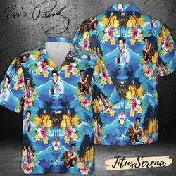 Elvis Presley Hawaiian Shirt, Elvis Hawaiian Shirt, Aloha Summer Tee, Tropical Button Shirt Gift For Your Girlfriend Boyfriend Gift For Love Gift For Friend Best Valentine Present Holiday Gift