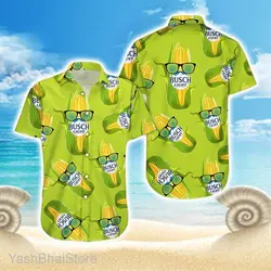 Light Beer Hawaiian Shirt, Busch Corn Button Up Shirt Gift For Your Girlfriend Boyfriend Gift For Love Gift For Friend Best Valentine Present Holiday Gift