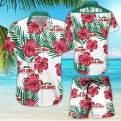 Papa John's Tropical Flower Aloha Hawaiian Shirts Gift For Your Girlfriend Boyfriend Gift For Love Gift For Friend Best Valentine Present Holiday Gift