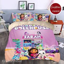 Personalized Gabby's Dollhouse Bedding set, Gabby's Dollhouse Inspired Bedding Set Gift For Your Girlfriend Boyfriend Gift For Love Gift For Friend Best Valentine Present Holiday Gift