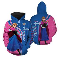 Anna Princess 3D Hoodie, Cartoon Princess Shirt, Princess Character Hoodie