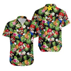 Super Mario Hawaiian Shirt, Super Mario and friends Button Down Shirt Gift For Your Girlfriend Boyfriend Gift For Love Gift For Friend Best Valentine Present Holiday Gift