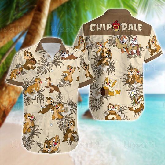 Chip And Dale Hibiscus Hawaiian Shirt, Chip 'n Dale Hawaiian Shirt, Double Trouble Aloha Shirt Gift For Your Girlfriend Boyfriend Gift For Love Gift For Friend Best Valentine Present Holiday Gift
