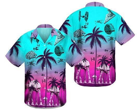 Star Wars Pink Neon Hawaiian Shirt, Star Wars Hawaiian Gift For Your Girlfriend Boyfriend Gift For Love Gift For Friend Best Valentine Present Holiday Gift