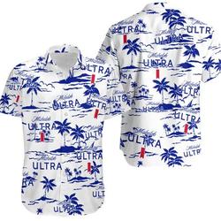 Michelob Ultra Hawaiian Beach Pattern Shirt, Hawaii Beer Loves Shirt Gift For Your Girlfriend Boyfriend Gift For Love Gift For Friend Best Valentine Present Holiday Gift