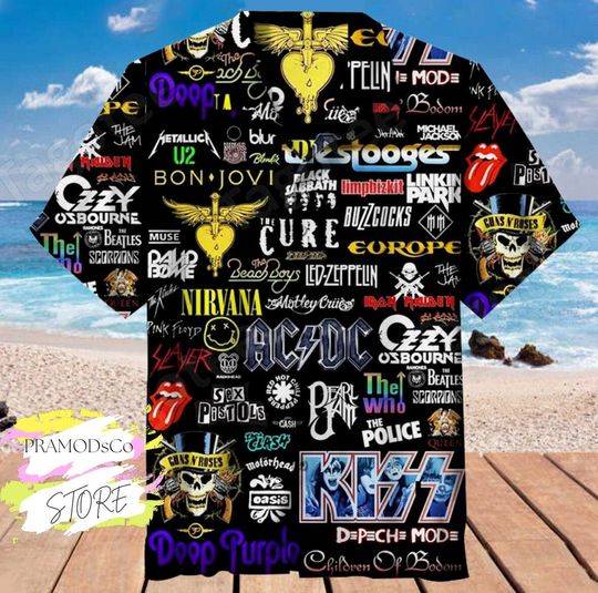 Classic Rock Unisex Hawaiian Shirt ,Rock Hawaiian Shirt Gift For Your Girlfriend Boyfriend Gift For Love Gift For Friend Best Valentine Present Holiday Gift