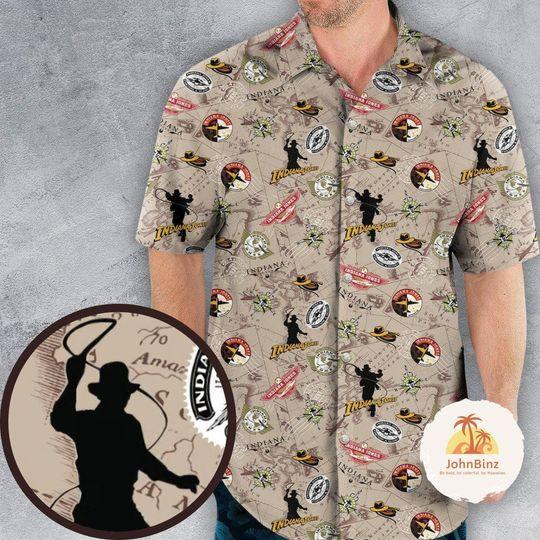 Indiana Jones Hawaiian Shirt, Indiana Jones Button Up Shirt Gift For Your Girlfriend Boyfriend Gift For Love Gift For Friend Best Valentine Present Holiday Gift