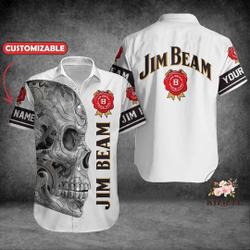 Jim Beam Hawaiian Shirt, Personalized Jim Beam Shirt, Jim Beam Whiskey Gift For Your Girlfriend Boyfriend Gift For Love Gift For Friend Best Valentine Present Holiday Gift