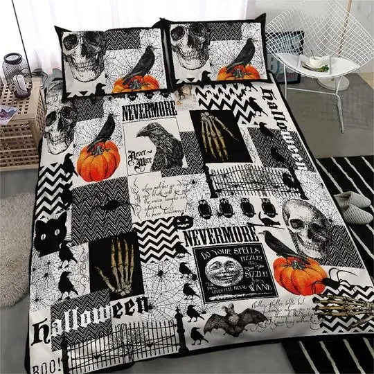 Nevermore Halloween Bedding Set, Nevermore Halloween Bedding Set Gift For Your Girlfriend Boyfriend Gift For Love Gift For Friend Best Valentine Present Holiday Gift