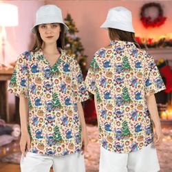 Santa Stitch Christmas Hawaiian Shirt, Stitch Christmas Gift For Your Girlfriend Boyfriend Gift For Love Gift For Friend Best Valentine Present Holiday Gift
