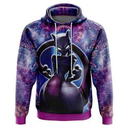 Trippy Cosmic Mew-two Po-ke-mon 3D Hoodie, Anime Cartoon Hoodie