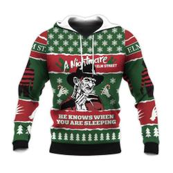 He Knows When You Are Sleeping Freddy Krueger 2023 Christmas 3D Hoodie