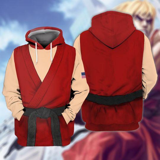Costume Street Fighter Ken, Ken Street Fighter Cosplay 3D Hoodie