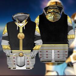 Costume Sengoku White Ranger, White Ranger MMPR Cosplay 3D Hoodie