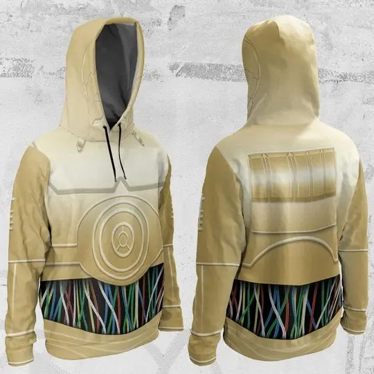 Star Wars Droids C-3PO Cosplay Costume, Galaxy's Edge Trip 3D Hoodie
