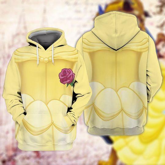 Costume Beauty, Halloween Cosplay Costume, Princess Belle 3D Hoodie