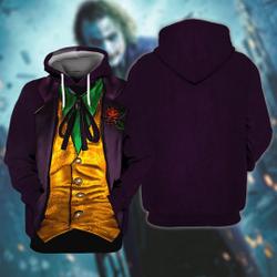 Costume Horror Clown Joker Purple, Halloween Cosplay 3D Hoodie