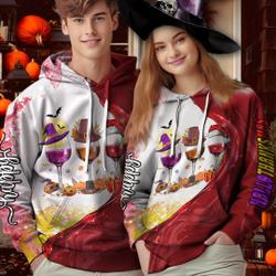 Happy Hallothanksmas Wine Hoodie 3D, Funny Halloween 3D Hoodie