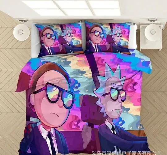 Rick and Rickandmorty , Anime Bedding Set, Rick and RickandmortyGift For Your Girlfriend Boyfriend Gift For Love Gift For Friend Best Valentine Present Holiday Gift