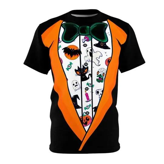 Halloween Tuxedo Cut & Sew Tee, AOP, All Over Print, Boo, Spooky Meaningful Gift For Family Gift For Boyfriend Valentine Gift