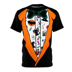 Halloween Tuxedo Cut & Sew Tee, AOP, All Over Print, Boo, Spooky Meaningful Gift For Family Gift For Boyfriend Valentine Gift