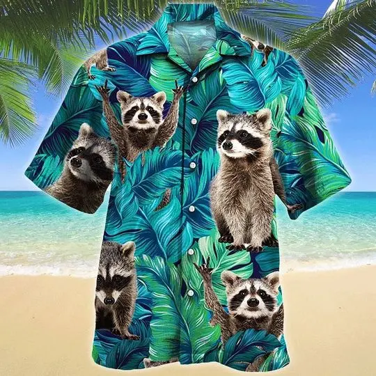 Raccoon Lovers Gift Hawaii Shirt, Tropical Racoon Hawaiian Shirt Gift For Your Girlfriend Boyfriend Gift For Love Gift For Friend Best Valentine Present Holiday Gift