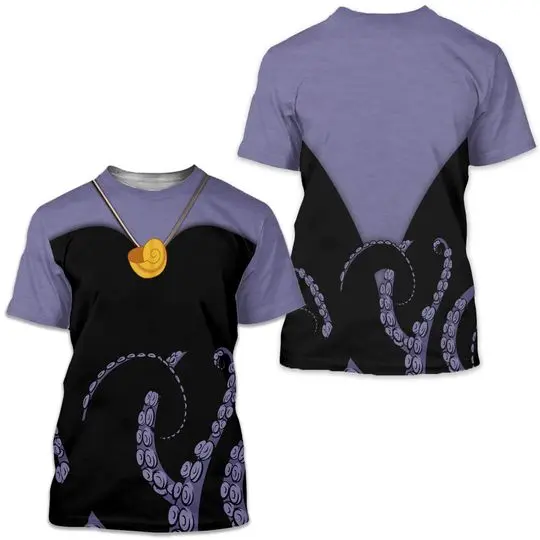 Purple Octopus The Sea Witch Inspired 3D Shirt, Villain Octopus Women Costume Cosplay Meaningful Gift For Family Gift For Boyfriend Valentine Gift