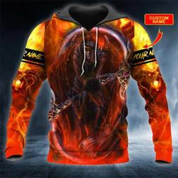Fire Ghost Skull Custom 3D Hoodie, Hoodie Gift, Skull Hoodie, Skull Lovers