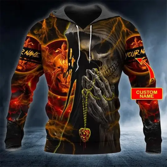 Forbidden Prayer Skull Custom 3D Hoodie, Skull Lovers, Forbidden Prayer