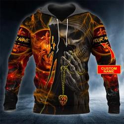 Forbidden Prayer Skull Custom 3D Hoodie, Skull Lovers, Forbidden Prayer