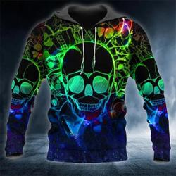 Neon Musical Skull 3D Hoodie, Skull Hoodie, Skull Lovers, Neon Musical Hoodie