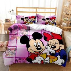 Disney Cartoon Mickey Print Three Piece Bedding Set Gift For Your Girlfriend Boyfriend Gift For Love Gift For Friend Best Valentine Present Holiday Gift