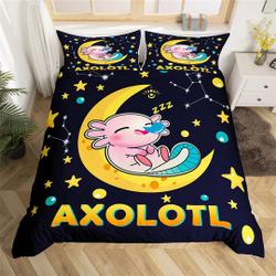 Pink Axolotl Kids Teens Duvet Cover, Cartoon Cute Ocean AnimalGift For Your Girlfriend Boyfriend Gift For Love Gift For Friend Best Valentine Present Holiday Gift