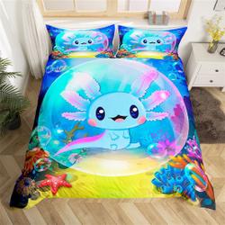 Cute Axolotl Handmade Duvet Cover, Cartoon Ocean AnimalGift For Your Girlfriend Boyfriend Gift For Love Gift For Friend Best Valentine Present Holiday Gift