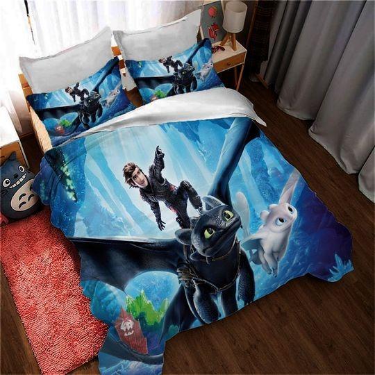 Personalized How to Train Your Dragon Duvet Covers Bedding Set Gift For Your Girlfriend Boyfriend Gift For Love Gift For Friend Best Valentine Present Holiday Gift
