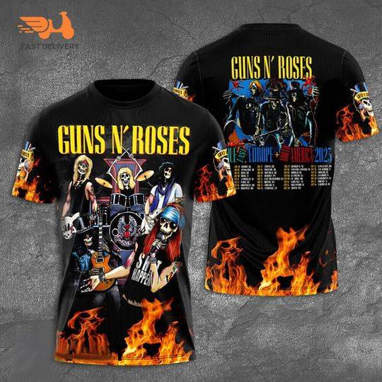 Gun N' Roses North America Tour 2023 T-Shirt 3D Print Shirt Meaningful Gift For Family Gift For Boyfriend Valentine Gift