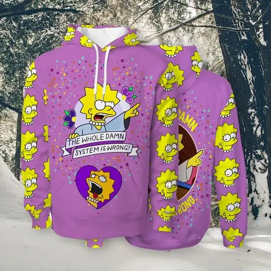 Hoodie Cartoon 3D Lisa Simpson Character Women Men Winter Autumn Spring Unisex Outfit Long Sleeve Hooded Pullover Printed Sweatshirt Shirt