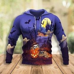 Halloween Glowing Pumpkins By Night 3D Hoodie , Ghost Halloween 3D Hoodie