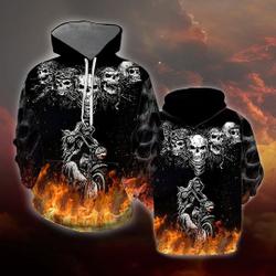 3D Skull Fire Hoodie, Skull Hoodie, Skull Fire Christmas 3D Hoodie