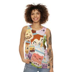 Kawaii Bubble Tea Unisex 3D Tank Top Meaningful Gift For Family Gift For Boyfriend Valentine Gift