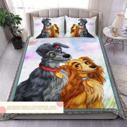 Lady And The Tramp Bedding Set, Disney Lady And The TrampGift For Your Girlfriend Boyfriend Gift For Love Gift For Friend Best Valentine Present Holiday Gift