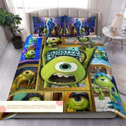 Mike Wazowski Bedding Set, Disney Mike Wazowski Duvet Set, Funny DisneylandGift For Your Girlfriend Boyfriend Gift For Love Gift For Friend Best Valentine Present Holiday Gift