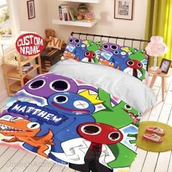 Custom Name Rainbow Friends Bedding Set, Kids Gamer BeddingGift For Your Girlfriend Boyfriend Gift For Love Gift For Friend Best Valentine Present Holiday Gift